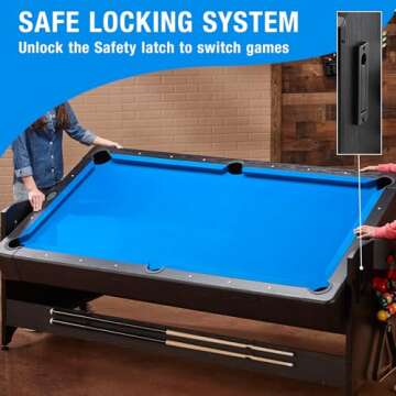 Fat Cat Original 3-in-1 Green 7' Pockey Multi-Game Table - Air Hockey, Billiards and Table Tennis - Blue