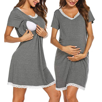Ekouaer Maternity Nightgown for Nursing Comfort
