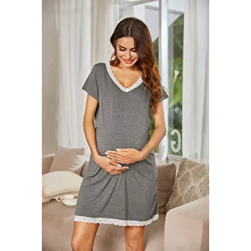 Ekouaer Maternity Nightgown for Nursing Comfort