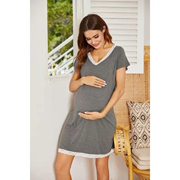 Ekouaer Maternity Nightgown for Nursing Comfort