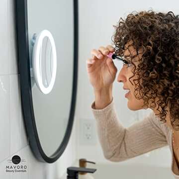 Compact 10X LED Lighted Makeup Mirror with 3 Suction Cups