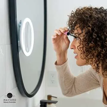 Compact 10X LED Lighted Makeup Mirror with 3 Suction Cups