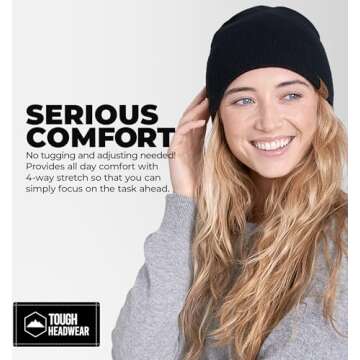 Daily Knit Beanie by Tough Headwear - Warm, Stretchy & Soft Beanie Hats for Men & Women - Year Round Comfort - Serious Beanies for Serious Style Black OSFA