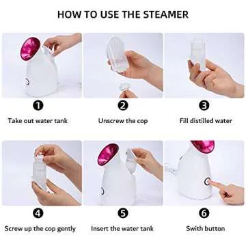 Facial Steamer, RUEOO Nano Ionic Hot Mist Face Steamer Home SPA, Face Humidifier Atomizer for Moisturizing Unclogs Pores, with 4 Pieces Blackhead Remover Kit and Hair Band