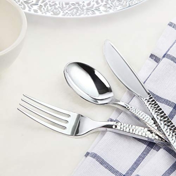 Supernal 180PC Elegant Silver Disposable Cutlery Set