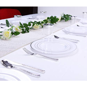 Supernal 180PC Elegant Silver Disposable Cutlery Set