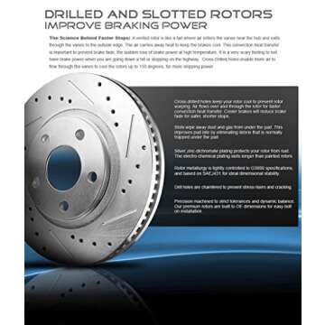 Callahan BRAKE PARTS Drilled and Slotted Front Brake Rotors [For Infiniti G35 and 2003-2008 Nissan 350Z with 4 Pistion Front Calipers]