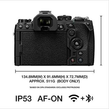 OM SYSTEM OLYMPUS OM-1 Micro Four Thirds System Camera 20MP BSI Stacked Sensor Weather Sealed Design 5-Axis Image Stabilization 120fps sequential Shooting, Black