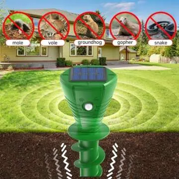 Solar Powered Mole Repellent - 4 Pack Ultrasonic Vole Repeller for Yard, Garden, Lawn