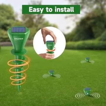 Solar Mole Repellent 4 Pack Waterproof Ultrasonic Deterrent