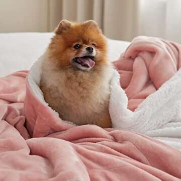 Bedsure Sherpa Fleece Queen Size Blankets for Bed - Thick and Warm Blankets for All Seasons, Soft and Fuzzy Blanket Queen Size, Rose Tan, 90x90 Inches