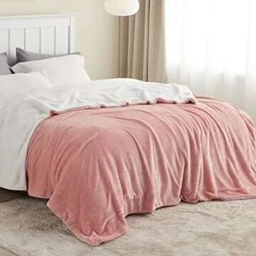 Bedsure Sherpa Fleece Queen Size Blankets for Bed - Thick and Warm Blankets for All Seasons, Soft and Fuzzy Blanket Queen Size, Rose Tan, 90x90 Inches
