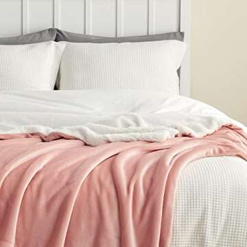 Bedsure Sherpa Fleece Queen Size Blankets for Bed - Thick and Warm Blankets for All Seasons, Soft and Fuzzy Blanket Queen Size, Rose Tan, 90x90 Inches