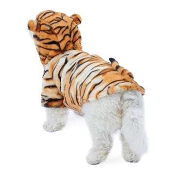 Yoption Dog Tiger Pet Costumes Halloween Pet Puppy Cosplay Dress Hoodie Funny Clothes (M)