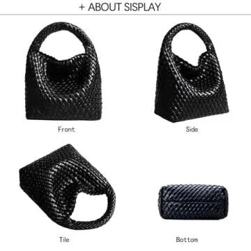Handmade Woven Shoulder Bags for Women Cute Hobo Tote Handbag Mini Clutch Purse with Magnetic Buckle Crossbody Phone Bag (Black)