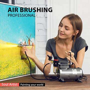 VIVOHOME Airbrush Kit with 1/5 HP Air Compressor and 1 Dual Action Airbrush Kit, Gravity Feed, Quiet...