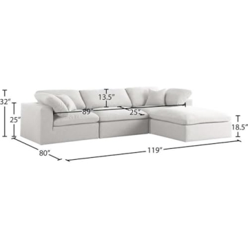 Meridian Furniture 601 Cream Deluxe Modular Sectional