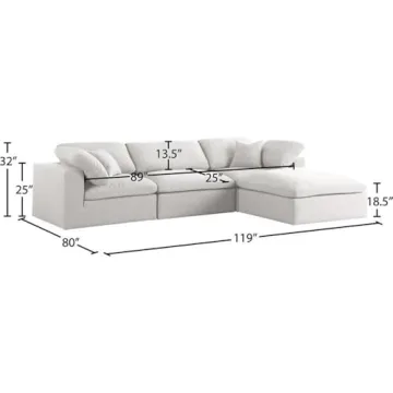 Meridian Furniture 601 Cream Deluxe Modular Sectional