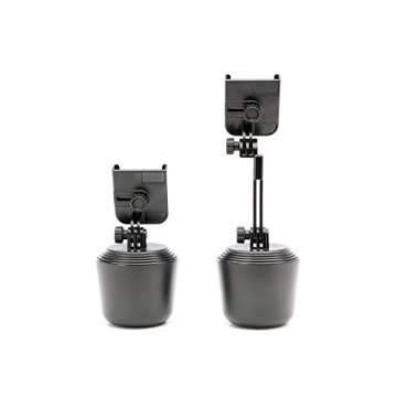 WeatherTech CupFone with Extension – Adjustable, Universal Cup Holder Cell Phone Mount Car & Truck Accessory – Best Design for iPhone & Smartphone Charging – Black Plastic Knobs