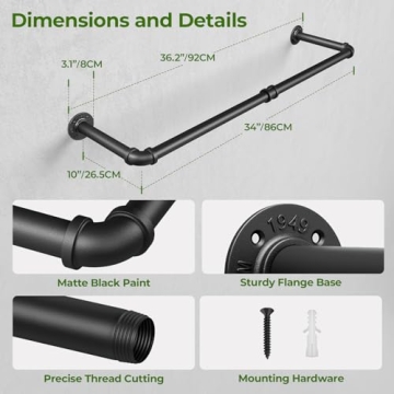 Greenstell Wall Mounted Industrial Clothes Rack - Space Saving