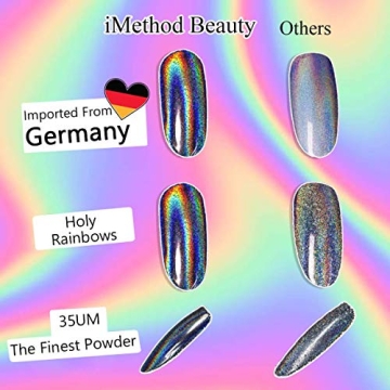 iMethod Chrome Nail Powder - Holographic Rainbow Effect