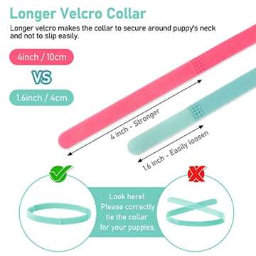 GAMUDA Newborn Puppy Collars, Record Keeping Charts, Super Soft Nylon Whelping Puppy Collars, Adjustable Litter Collars for Pups Assorted Colors, Identification Collars (13.80 inches, Solid)