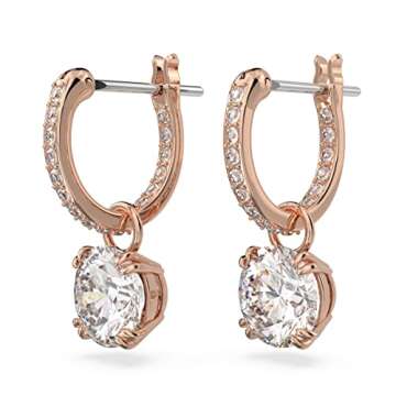 Swarovski Constella Pierced Drop Earrings, White Crystals on a Rose Gold-Tone Finish Setting, Part of the Constella Collection
