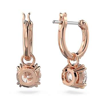 Swarovski Constella Pierced Drop Earrings, White Crystals on a Rose Gold-Tone Finish Setting, Part of the Constella Collection