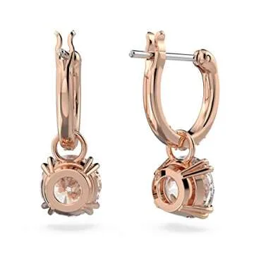 Swarovski Constella Pierced Drop Earrings, White Crystals on a Rose Gold-Tone Finish Setting, Part of the Constella Collection