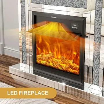 IKIFLY Mirrored Electric Fireplace Stand with Remote Control