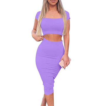 Kaximil Women's Sexy Bodycon Midi Club Dress Set - Casual Chic 2 Piece Outfits