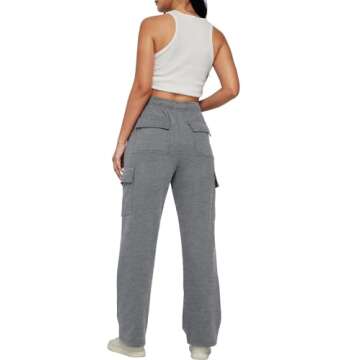 AUTOMET Womens Cargo Sweatpants Baggy Fleece High Waisted Joggers Sweat Pants Athletic Drawstring Ca...