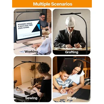 ACNCTOP Desk Lamp for Office Home - Eye-Caring Architect Task Lamp 25 Lighting Modes Adjustable LED Desk Lamp Flexible Gooseneck Clamp Light for Workbench Drafting Reading Study