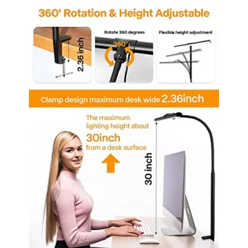 ACNCTOP Desk Lamp for Office Home - Eye-Caring Architect Task Lamp 25 Lighting Modes Adjustable LED Desk Lamp Flexible Gooseneck Clamp Light for Workbench Drafting Reading Study