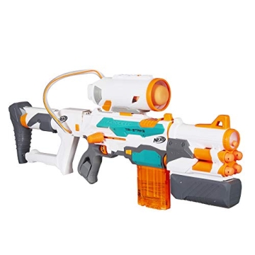 Nerf Modulus Tri-Strike Blaster with Mega Barrel and Rocket