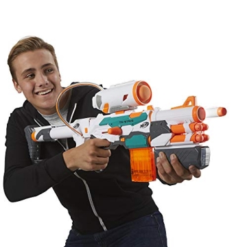 Nerf Modulus Tri-Strike Blaster with Mega Barrel and Rocket