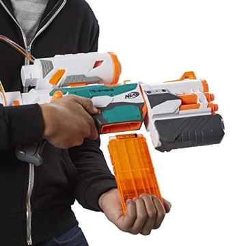 Nerf Modulus Tri-Strike Blaster with Mega Barrel and Rocket