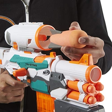 Nerf Modulus Tri-Strike Blaster with Mega Barrel and Rocket