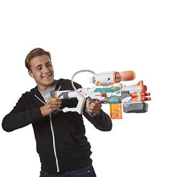 Nerf Modulus Tri-Strike Blaster with Mega Barrel and Rocket
