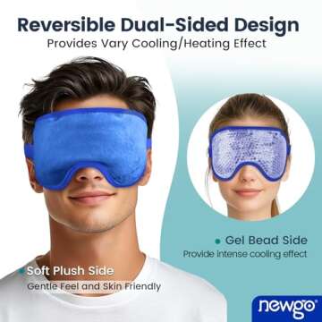 NEWGO Cooling Eye Mask for Puffy Eyes, Cold Eye Mask Eye Ice Pack for After Eyes Surgery, Tension Stress Relief, Itchy Eyes, Headaches, Dark Circles - Navy Blue