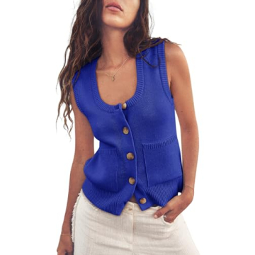 Yousify Spring Tops for Women Sweater Vest Tank Tops Summer Clothes Womens Fashion 2024 Blue