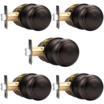 Probrico Interior Door Knobs, Bronze Closet Door Knobs Handles, Keyless Passage Door Locksets, Oil R...
