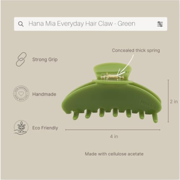 Hana Mia Premium Claw Clips - Stylish 4 Inch Hair Accessories