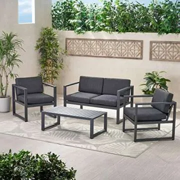 GDFStudio 4 Piece Outdoor Aluminum Chat Set