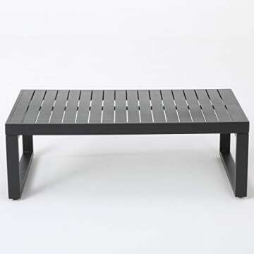 GDFStudio Patio Furniture ~ 4 Piece Outdoor Aluminum Chat Set (Dark Grey)