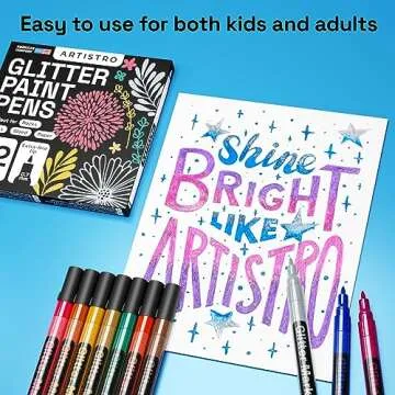 ARTISTRO 12 Glitter Paint Pens for Vibrant Dazzling Art