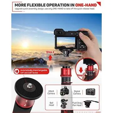 IFOOTAGE Cobra 3 Carbon Fiber Monopod with Pedal, 71" Professional Monopod for Cameras, Portable Travel Monopod with Feet, Max Load 17.64 lbs, Compatible with Sony Canon Nikon DSLR Camera, C180F-P