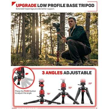 IFOOTAGE Cobra 3 Carbon Fiber Monopod with Pedal, 71" Professional Monopod for Cameras, Portable Travel Monopod with Feet, Max Load 17.64 lbs, Compatible with Sony Canon Nikon DSLR Camera, C180F-P