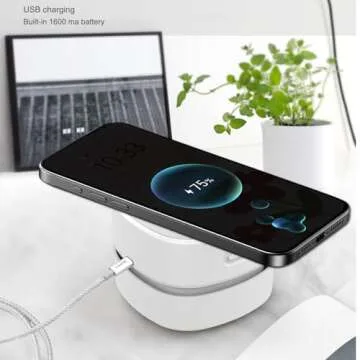 ODISTAR Desk Vacuum Cleaner with Wireless Charger, Mini Table dust Sweeper Energy Saving,Endurance u...