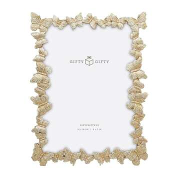 GIFTY GIFTY Butterfly Photo Frame 5”x7” For Vertical and Horizontal Display on Tabletops, Home D...